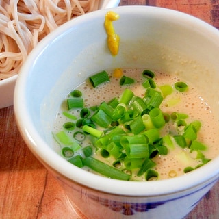 ハンドブレンダーで納豆ペーストつけ蕎麦